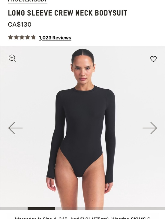 SKIMS Tops - Black Long Sleeve Bodysuit